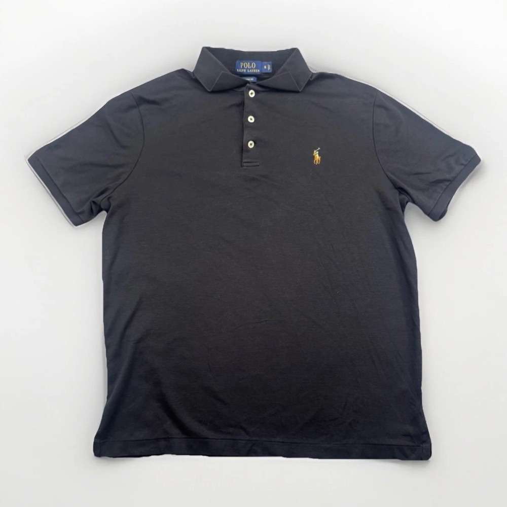 Polo Ralph Lauren Black Classic Fit Multicolored Pony Soft Cotton Polo Shirt Med